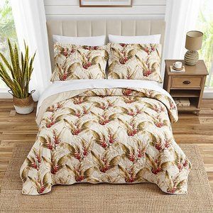Tommy Bahama Tanzania Cotton Reversible Beige Quilt Set TWIN